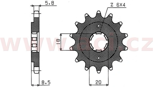 Řetězové kolečko pro sekundární řetězy typu 520, SUNSTAR (13 zubů) M291-3006-13