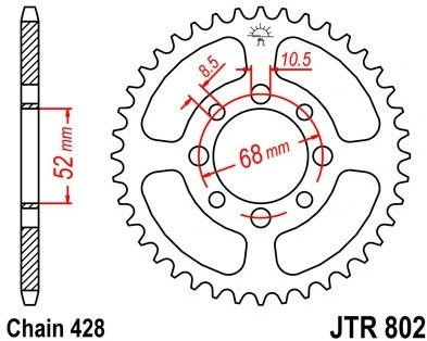 Řetězová rozeta JT JTR 802-50 50 zubů, 428 JTR802.50 727.802-50