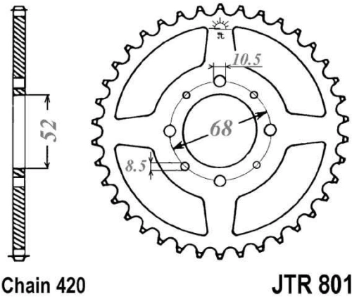 Řetězová rozeta JT JTR 801-50 50 zubů, 420 JTR801.50 727.22.06