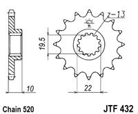 Řetězové kolečko JT JTF 432-12 12 zubů, 520 JTF432.12 726.432-12