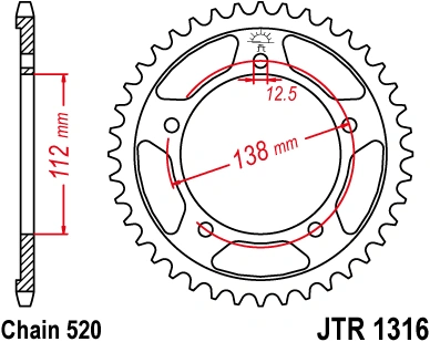 Řetězová rozeta JT JTR 1316-41 41 zubů, 520 JTR1316.41 727.1316-41