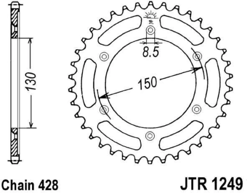 Řetězová rozeta JT JTR 1249-51 51 zubů, 428 JTR1249.51 727.02.00