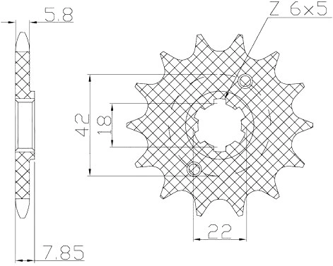 Řetězové kolečko pro sekundární řetězy typu 520, SUNSTAR (14 zubů) M291-3009-14