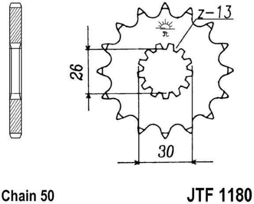 Řetězové kolečko JT JTF 1180-17RB 17 zubů, 530 pogumované JTF1180.17RB 726.03.42