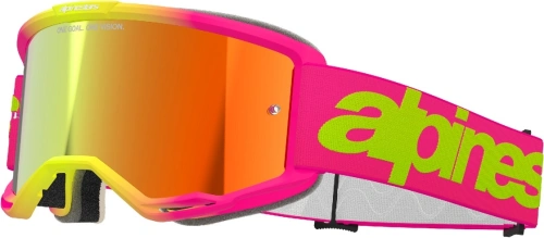 Brýle VISION 5 WORDMARK, ALPINESTARS (růžová/žlutá fluo, zrcadlové červené plexi) 2025