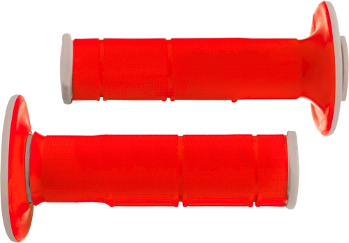 Gripy Racing (dvouvrstvé, měkké), RTECH (červeno-šedé, pár, délka 116 mm) M003-115