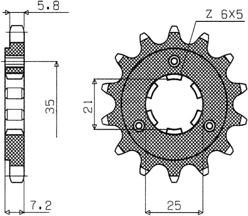 Řetězové kolečko pro sekundární řetězy typu 520, SUNSTAR (16 zubů) M291-3023-16