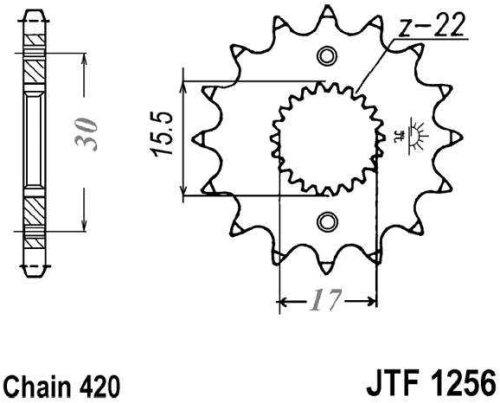 Řetězové kolečko JT JTF 1256-15 15 zubů, 420 JTF1256.15 726.35.10