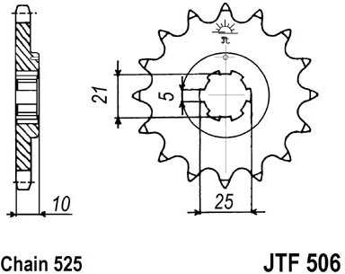 Řetězové kolečko JT JTF 506-14 14 zubů, 525 JTF506.14 726.506-14