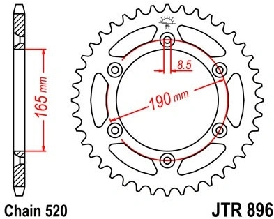 Řetězová rozeta JT JTR 896-50 50 zubů, 520 JTR896.50 727.896-50