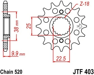 Řetězové kolečko JT JTF 403-15 15 zubů, 520 JTF403.15 726.403-15