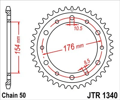 Řetězová rozeta JT JTR 1340-43 43 zubů, 530 JTR1340.43 727.09.78