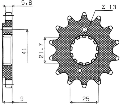 Řetězové kolečko pro sekundární řetězy typu 520, SUNSTAR (14 zubů) M291-3035-14