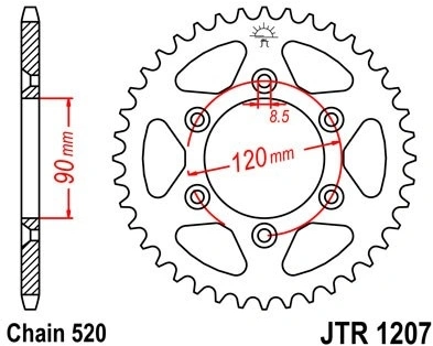Řetězová rozeta JT JTR 1207-39 39 zubů, 520 JTR1207.39 727.1207-39