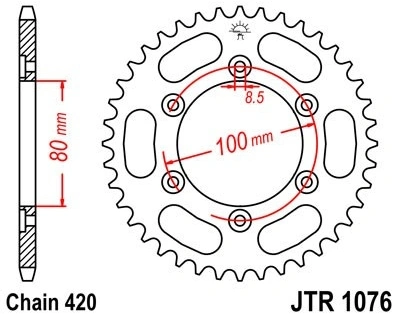 Řetězová rozeta JT JTR 1076-48 48 zubů, 420 JTR1076.48 727.1076-48
