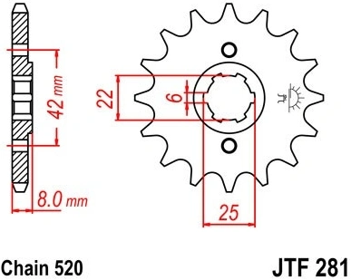 Řetězové kolečko JT JTF 281-13 13 zubů, 520 JTF281.13 726.281-13