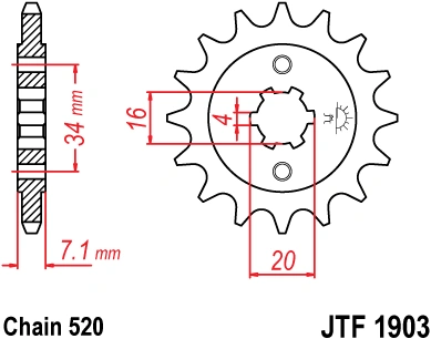Řetězové kolečko JT JTF 1903-15 15 zubů, 520 JTF1903.15 726.1903.15