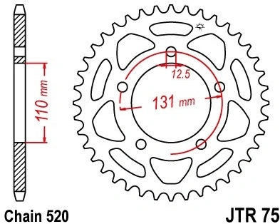 Řetězová rozeta JT JTR 75-44 44 zubů, 520 JTR75.44 727.75.44