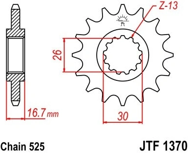 Řetězové kolečko JT JTF 1370-14 14 zubů, 525 JTF1370.14 726.1370-14