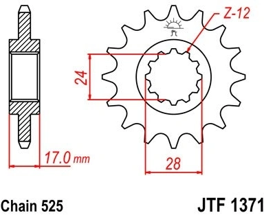 Řetězové kolečko JT JTF 1371-14 14 zubů, 525 JTF1371.14 726.13.08