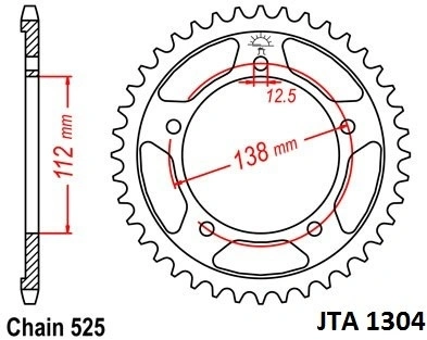 Hliníková řetězová rozeta JT JTA 1304-43 43 zubů, 525 JTA1304.43 728.1304-43