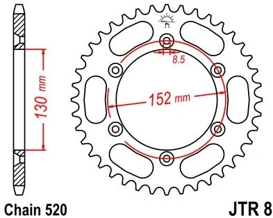 Řetězová rozeta JT JTR 8-48 48 zubů, 520 JTR8.48 727.8-48