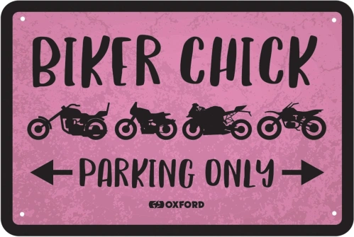 Plechová cedule BIKER CHICK, OXFORD (černá/růžová, rozměr 30 x 20 cm)