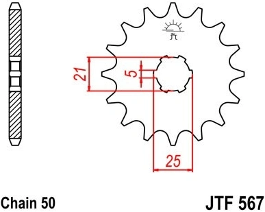 Řetězové kolečko JT JTF 567-17 17 zubů, 530 JTF567.17 726.567-17