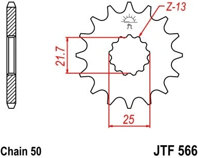 Řetězové kolečko JT JTF 566-15RB 15 zubů, 530 pogumované JTF566.15RB 726.566-15
