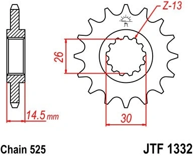 Řetězové kolečko JT JTF 1332-17 17 zubů, 525 JTF1332.17 726.42.11