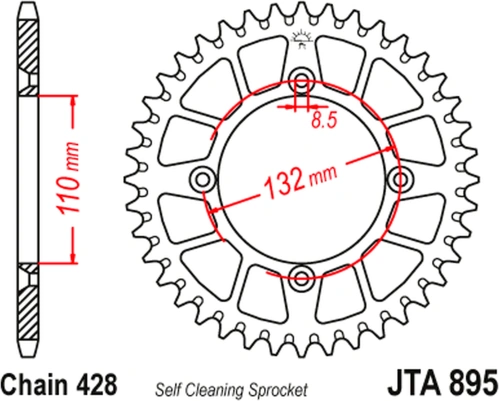 Duralová rozeta pro sekundární řetězy typu 428, JT (49 zubů) M280-2037-49