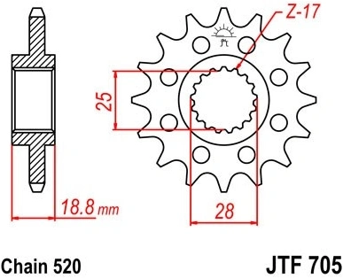 Řetězové kolečko JT JTF 705-16 16 zubů, 520 JTF705.16 726.44.27