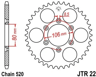 Řetězová rozeta JT JTR 22-49 49 zubů, 520 JTR22.49 727.22-49