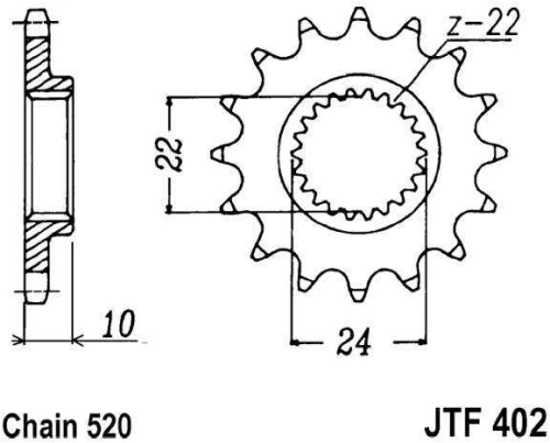 Řetězové kolečko JT JTF 402-15 15 zubů, 520 JTF402.15 726.05.32
