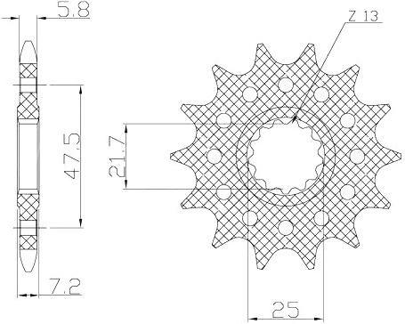 Řetězové kolečko pro sekundární řetězy typu 520, SUNSTAR (15 zubů) M291-3067-15