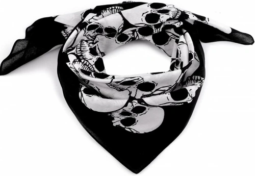Motorkářský šátek Lebky, 70x70 cm - černá