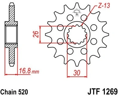 Řetězové kolečko JT JTF 1269-14 14 zubů, 520 JTF1269.14 726.1269-14