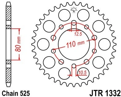 Řetězová rozeta JT JTR 1332-42 42 zubů, 525 JTR1332.42 727.48.55