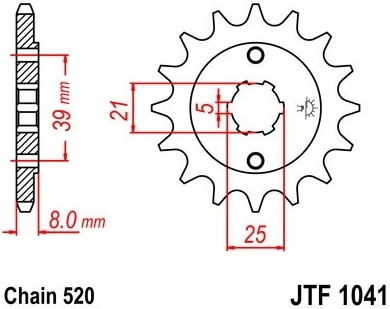 Řetězové kolečko JT JTF 1041-14 14 zubů, 520 JTF1041.14 726.1041-14