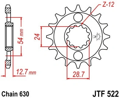 Řetězové kolečko JT JTF 522-16 16 zubů, 630 JTF522.16 726.522-16