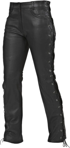 Dámské kožené kalhoty Germas Leder Jeans Lady šněrovací - černá