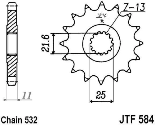 Řetězové kolečko JT JTF 584-16 16 zubů, 532 JTF584.16 726.62.73