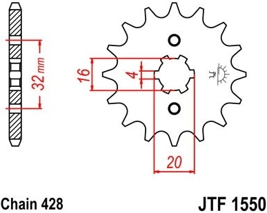 Řetězové kolečko JT JTF 1550-15 15 zubů, 428 JTF1550.15 726.1550.15