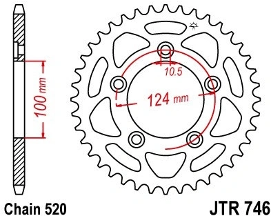 Řetězová rozeta JT JTR 746-43 43 zubů, 520 JTR746.43 727.746.43