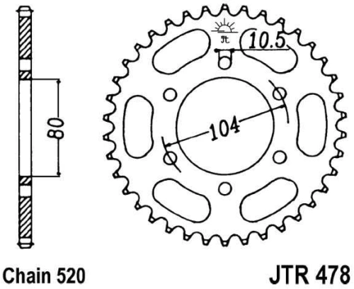 Řetězová rozeta JT JTR 478-45 45 zubů, 520 JTR478.45 727.38.65