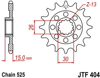 Řetězové kolečko JT JTF 404-16 16 zubů, 525 JTF404.16 726.404-16