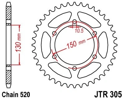 Řetězová rozeta JT JTR 305-46 46 zubů, 520 JTR305.46 727.305.46