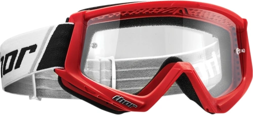 Motokrosové brýle Thor Combat - červená, čiré Anti-Fog plexi (s čepy pro slídy)