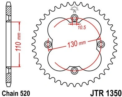 Řetězová rozeta JT JTR 1350-38 38 zubů, 520 JTR1350.38 727.1350-38
