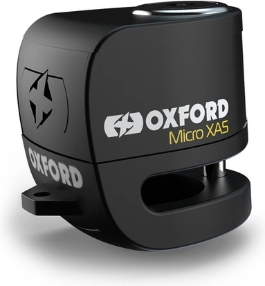 Zámek kotoučové brzdy Micro XA5, OXFORD (integrovaný alarm, černý, průměr čepu 5,5 mm)